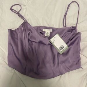 NWT Silk crop top with boning